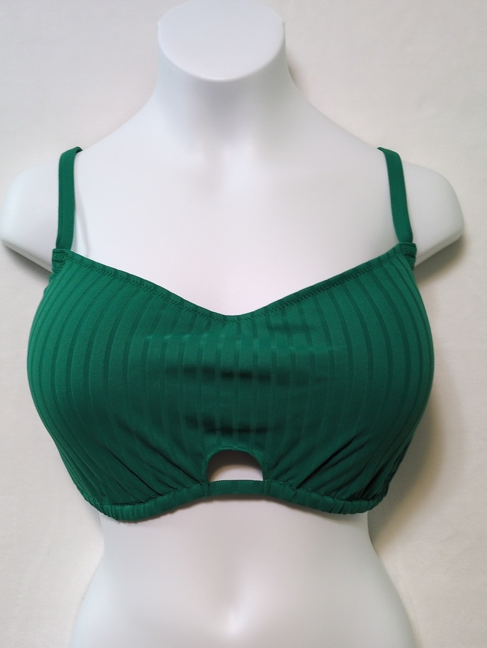 Elle Ribbed Underwire Bikini Top Spruce Green Keyhole Cutout Swimwear Size Large